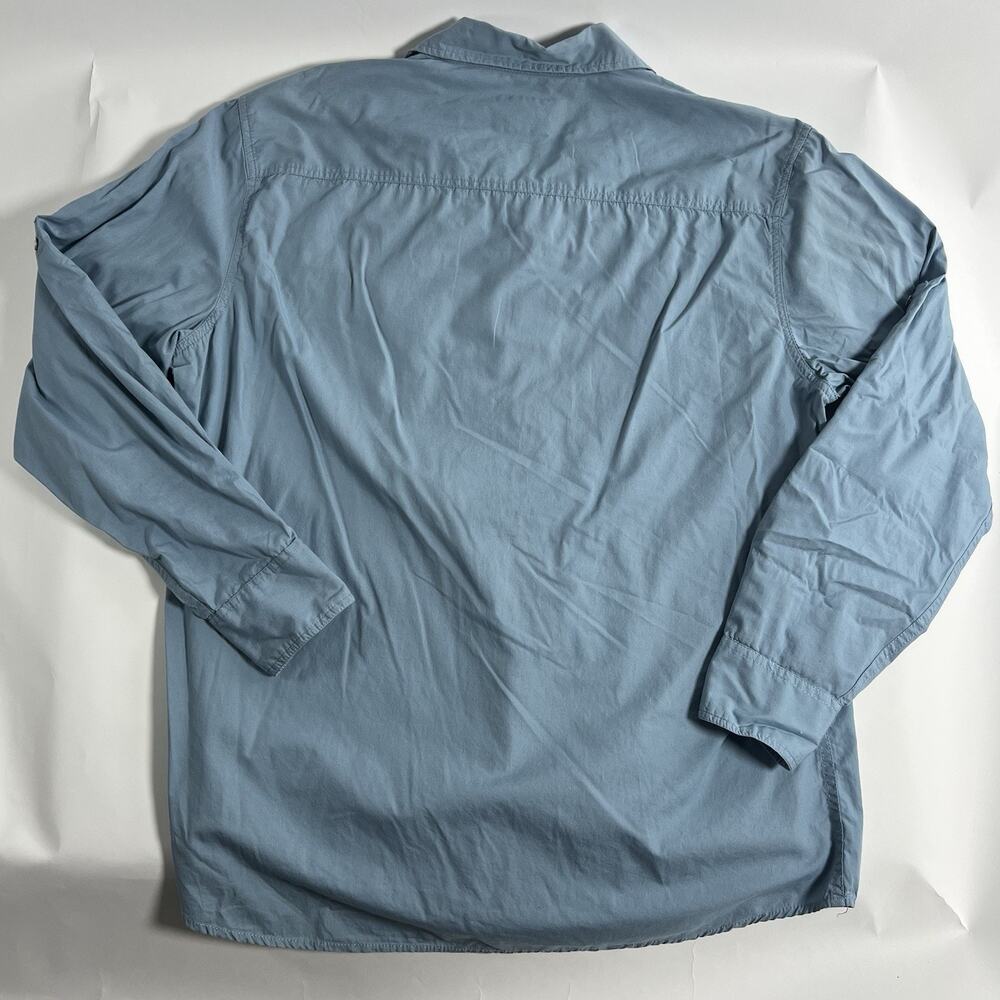 PD&C Men's Blue Solid Woven Cotton Button-Up Shirt Long Sleeve XL - Picture 4 of 9